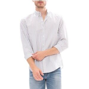 Frank & Eileen Size M  Mans Shirt Finbar Cotton Red Stripes Poplin Button Down